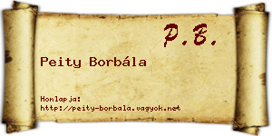 Peity Borbála névjegykártya